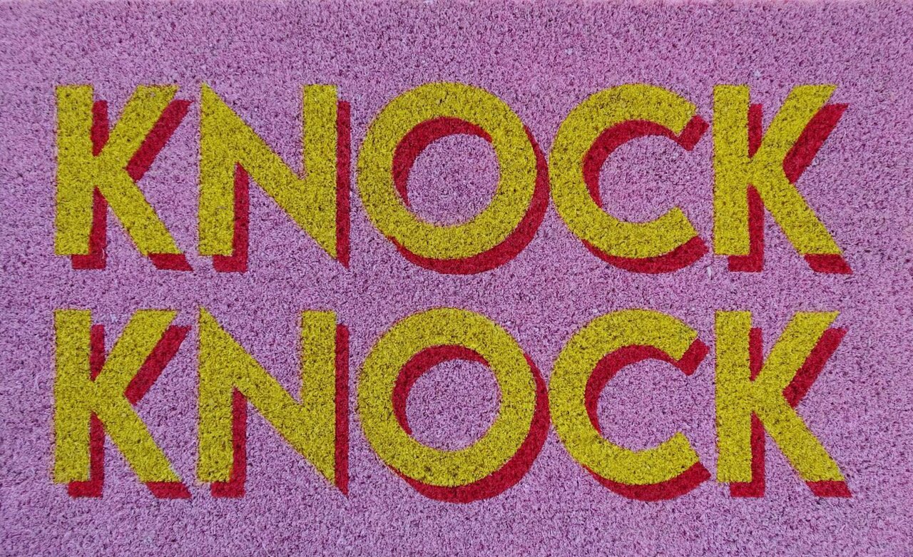 Fussmatte, Motiv: Knock Knock, rosa
