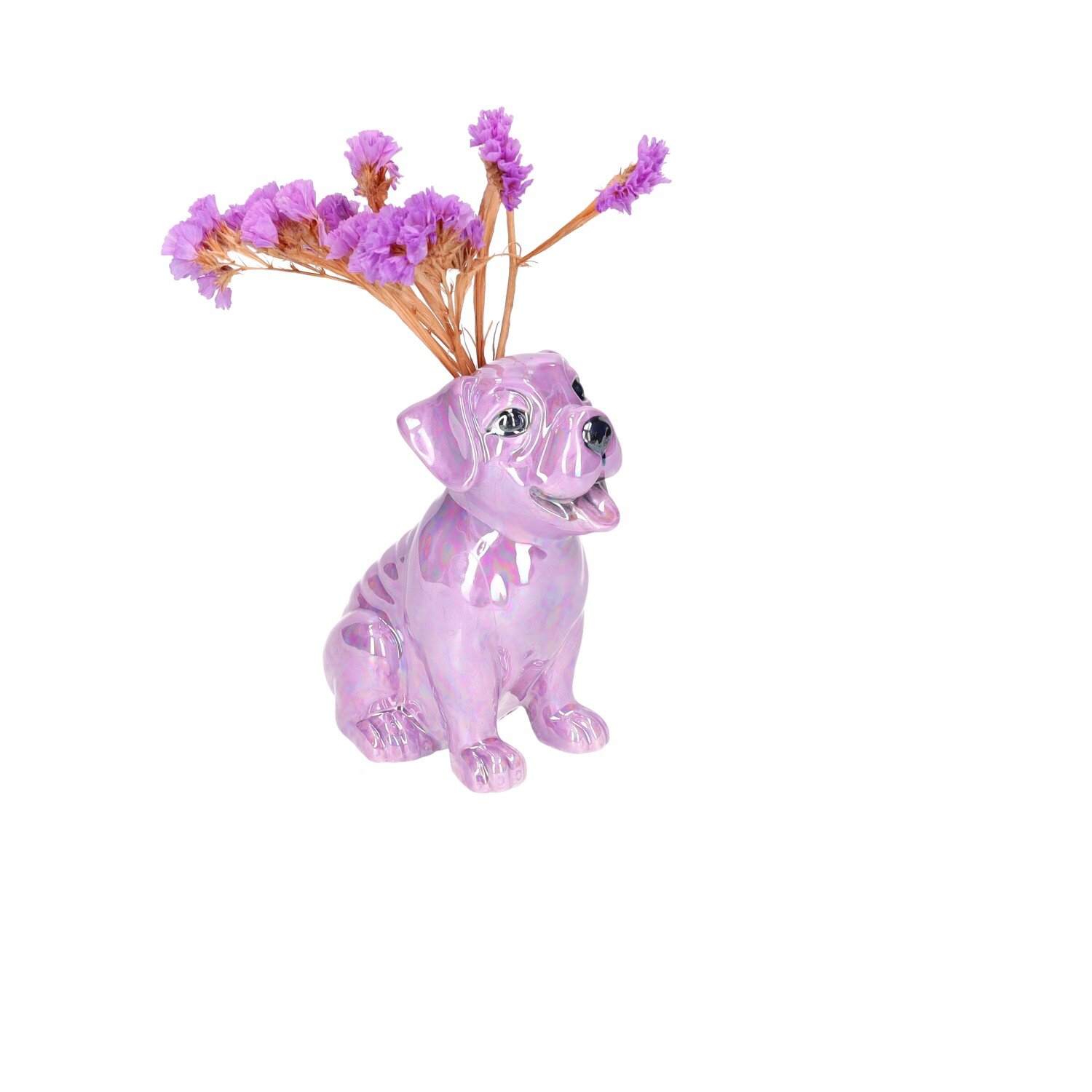 Mignon, Vase, Hund, 4fach sortiert, rosa/lila/gelb/dunkelrosa