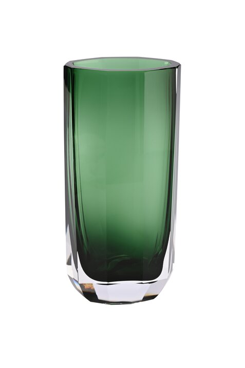 Cashmere, vase, stripes, M(h27,5cm), green, solid