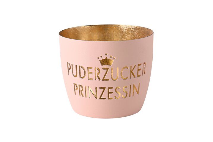 Madras, Windlicht, M, Motiv: Puderzucker Prinzessin, pastellrosa/gold