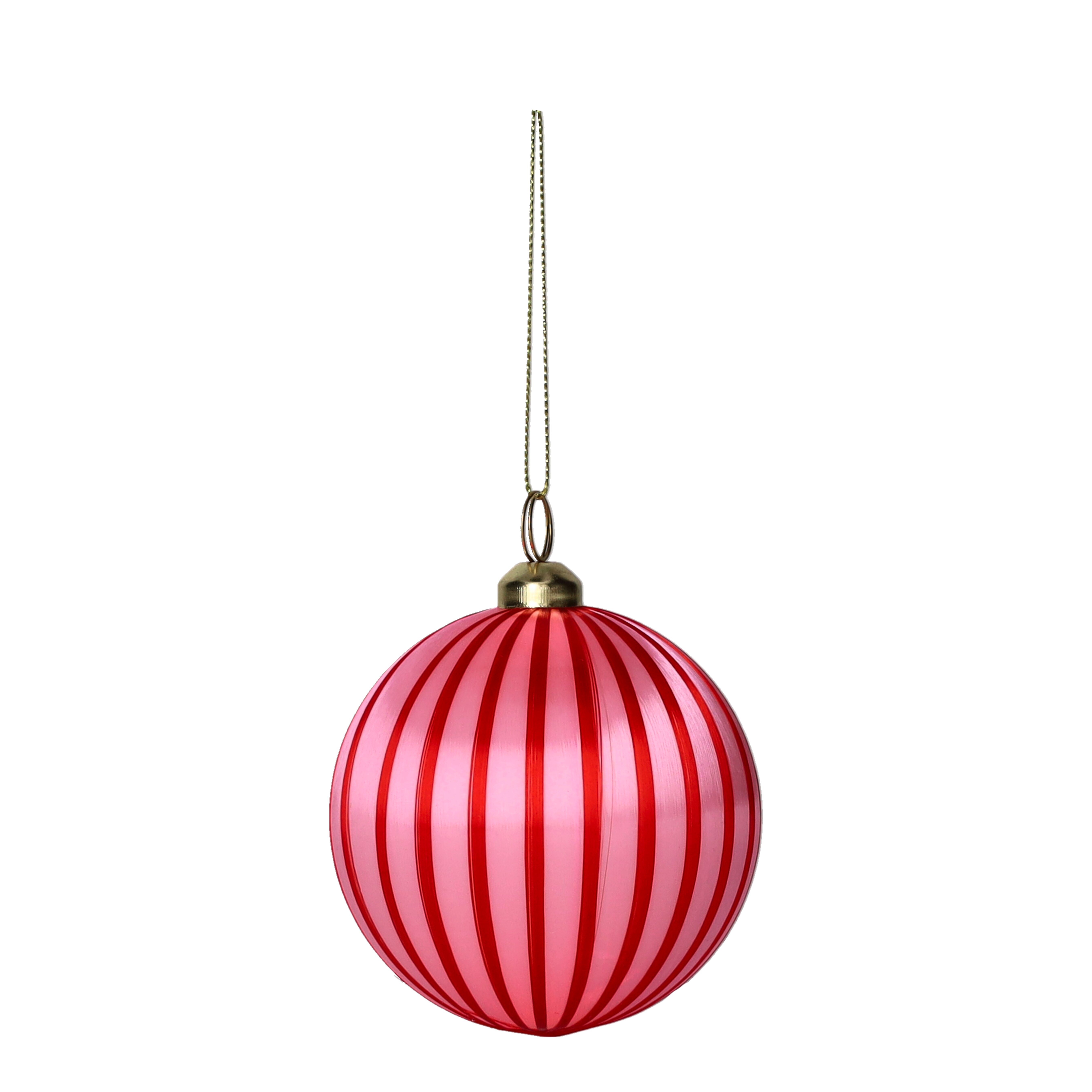 Chinois, Weihnachtskugel, 8cm, dünne Streifen,  rot/pink