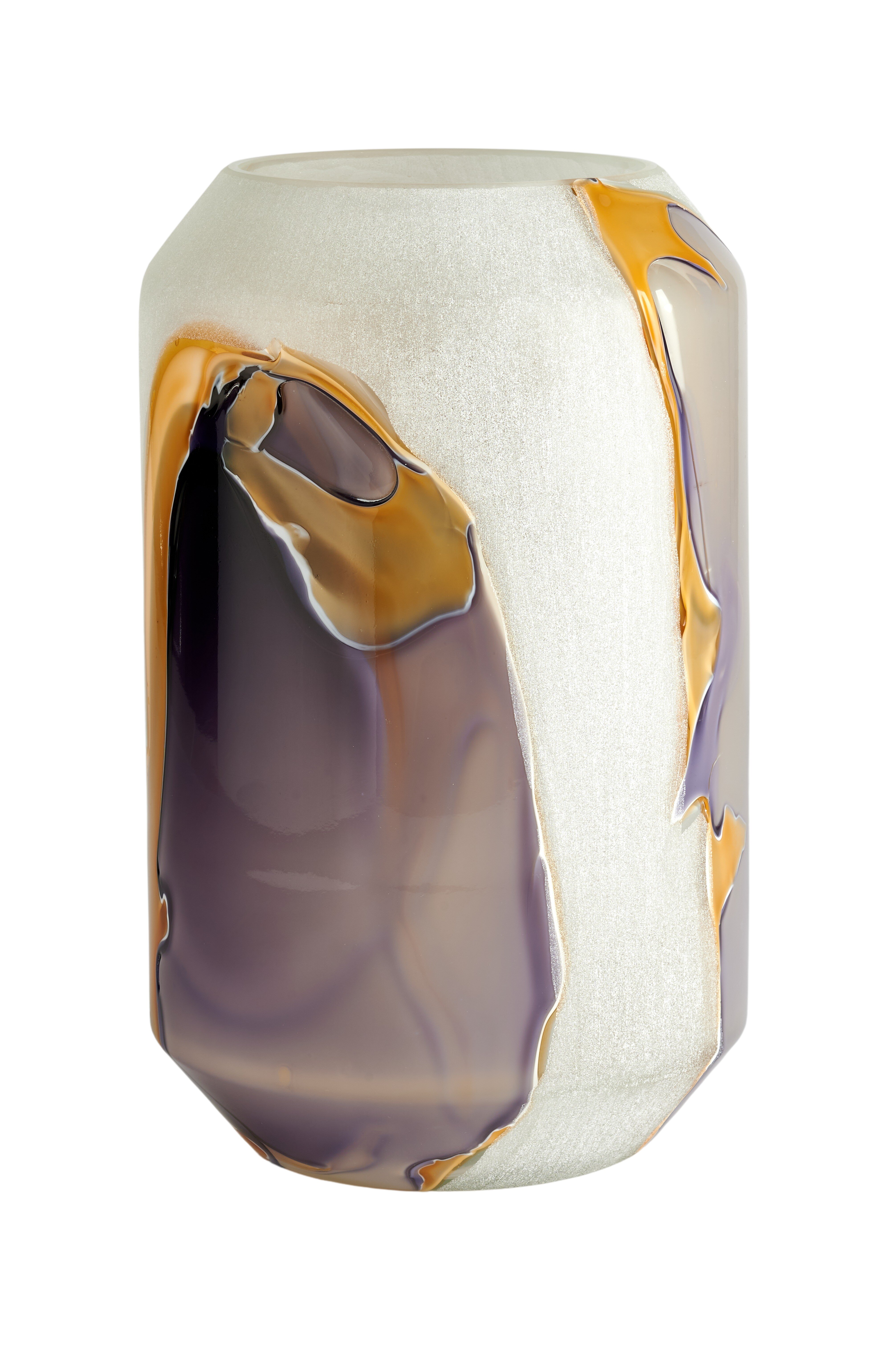 Chiffon, Vase, H32,5cm, satiniert, weiß/lila/amber, df
