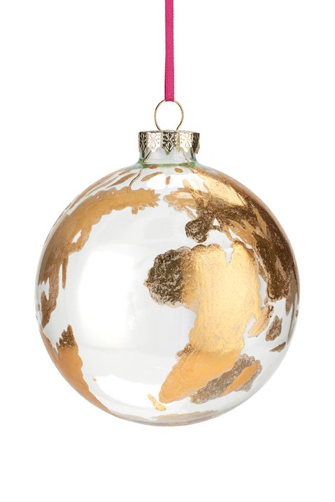 hanger ball, earth,glass, transparent/gold