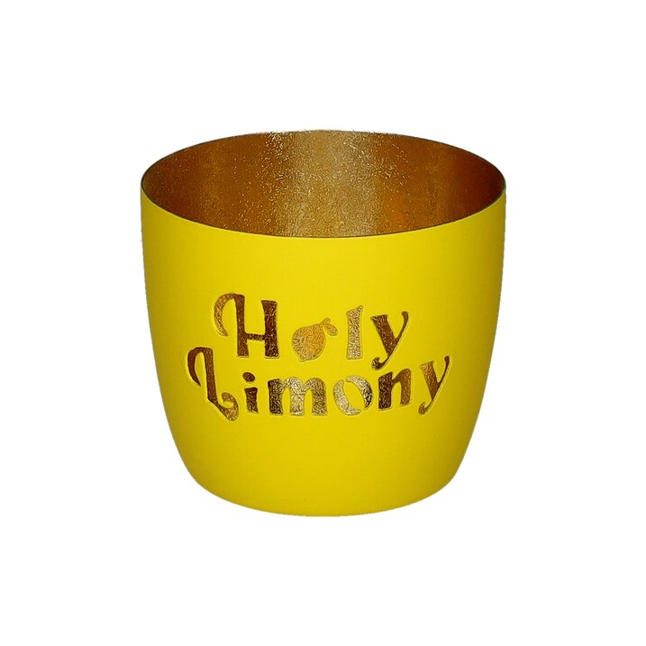 Madras, Windlicht, M, Motiv: Holy Limony, neon gelb/gold