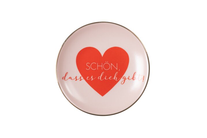 Love Plates, Deko-Teller, Porzellan, Schön, dass es dich gibt!, rund, rosa