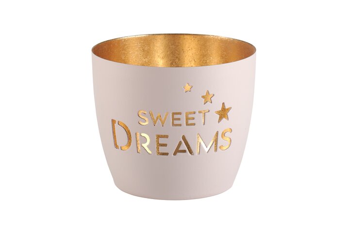 Madras, Windlicht, M, Motiv: Sweet  dreams, pastellflieder/gold
