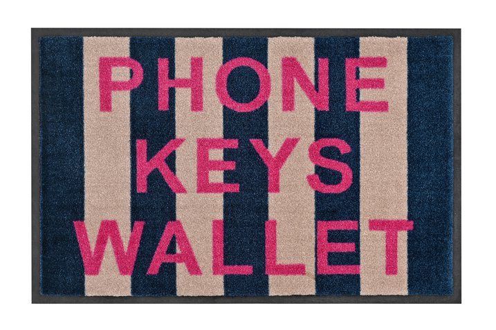 washables, phone keys wallet, blue/beige