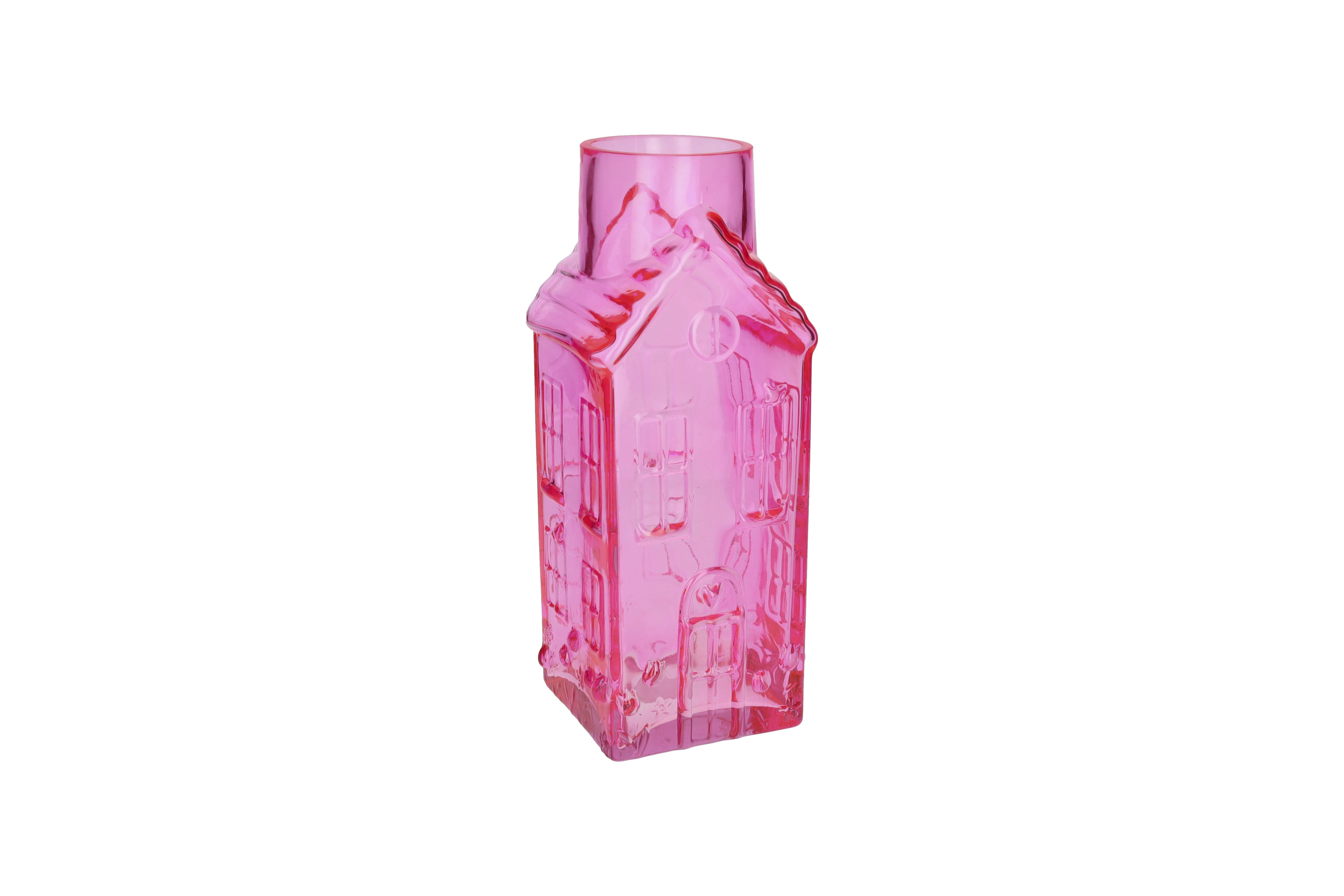 Jacquard, vase house (h30cm), hot pink, sprayed