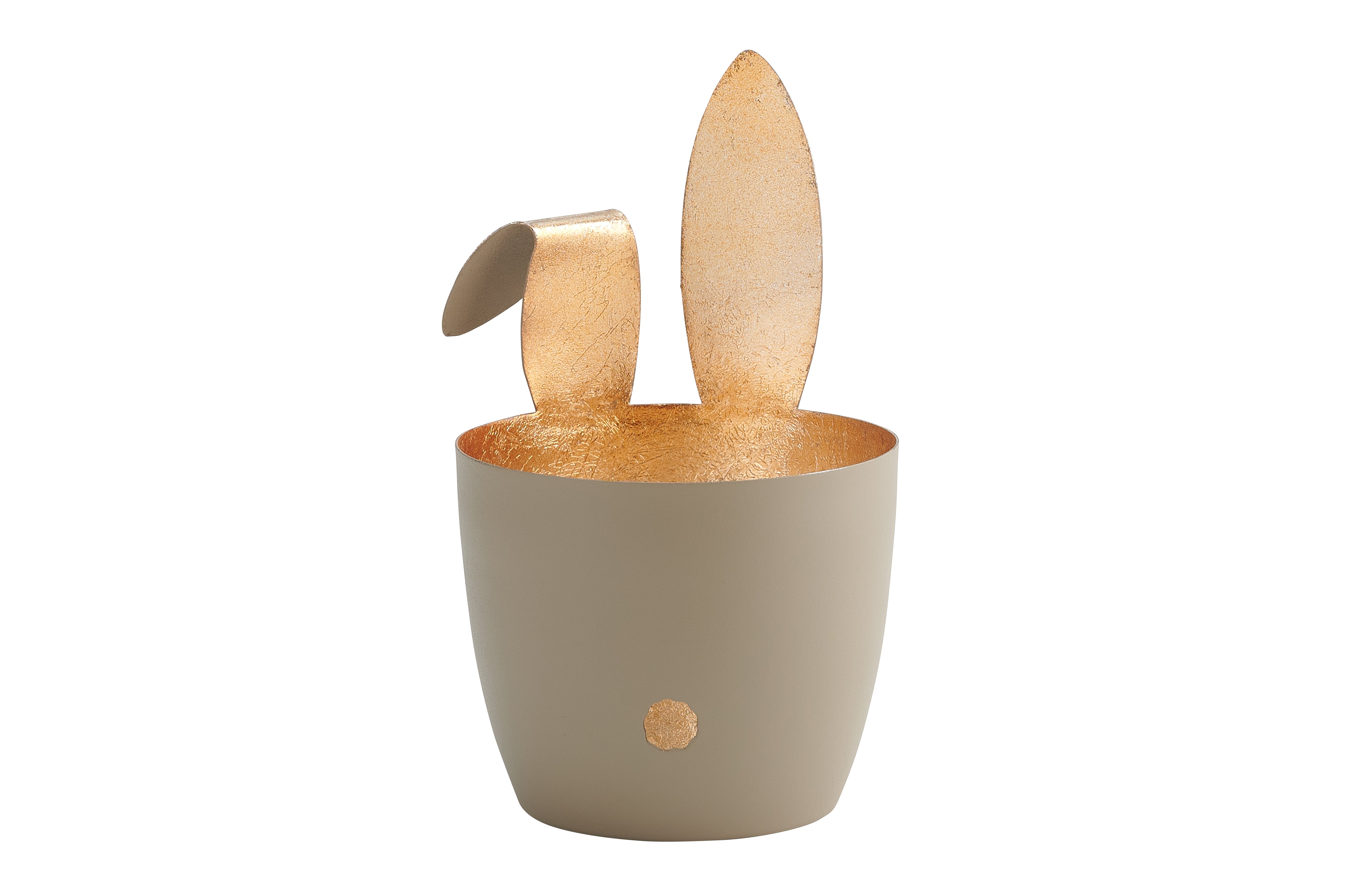 Madras, Windlicht, M, Motiv: Hase mit Knickohr, sandstone/gold