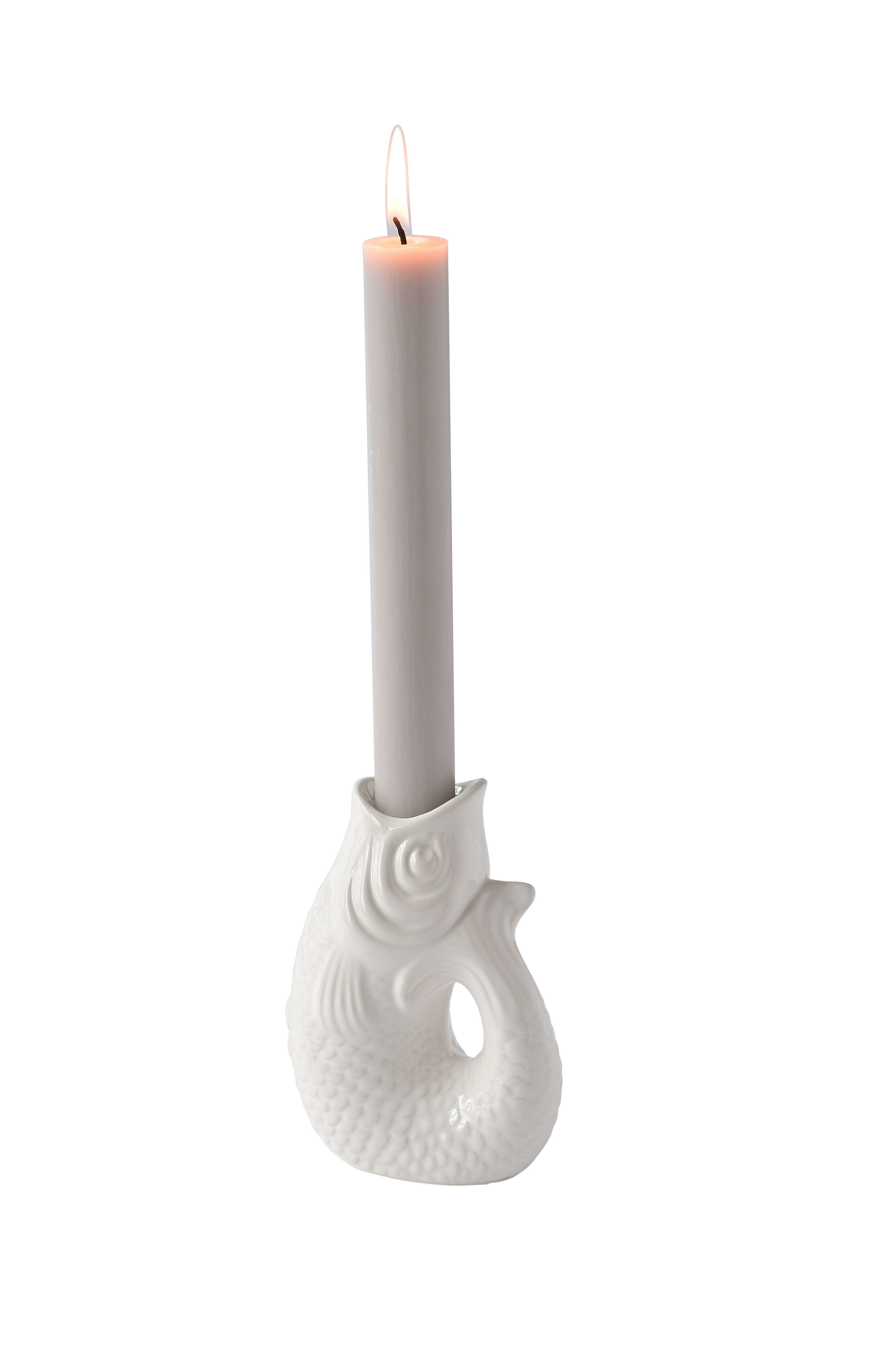 Monsieur Carafon, Fisch, Kerzenhalter XS(H12,7 cm),weiß