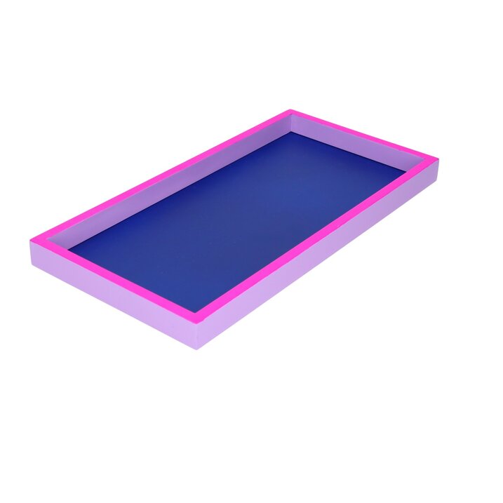 Neo, Tablett, rechteckig (30x2x15cm), 3 farbig, dunkelblau/neon lila/lila