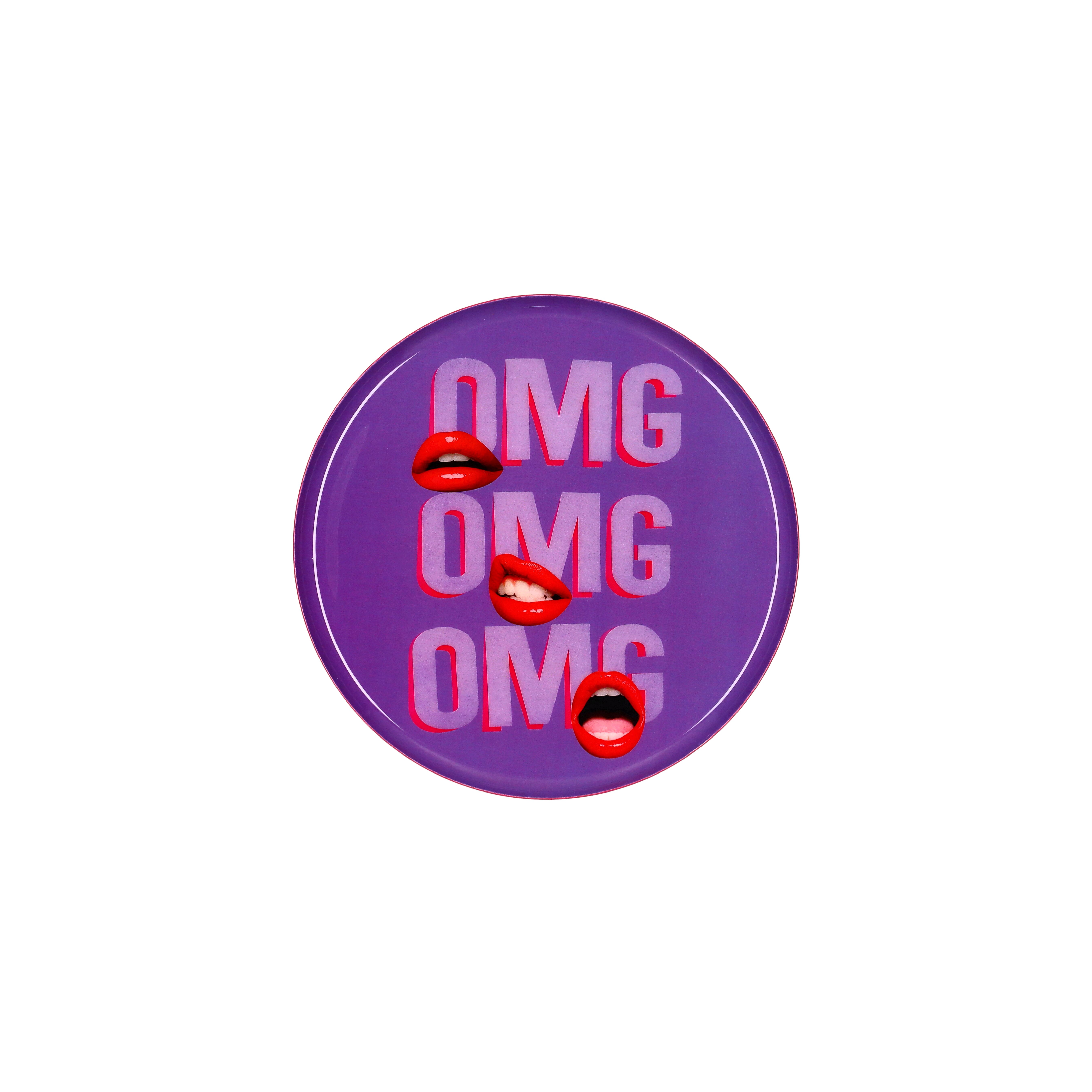 Love Trays, Dekotablett, S,  Motiv: OMG , rund, lila