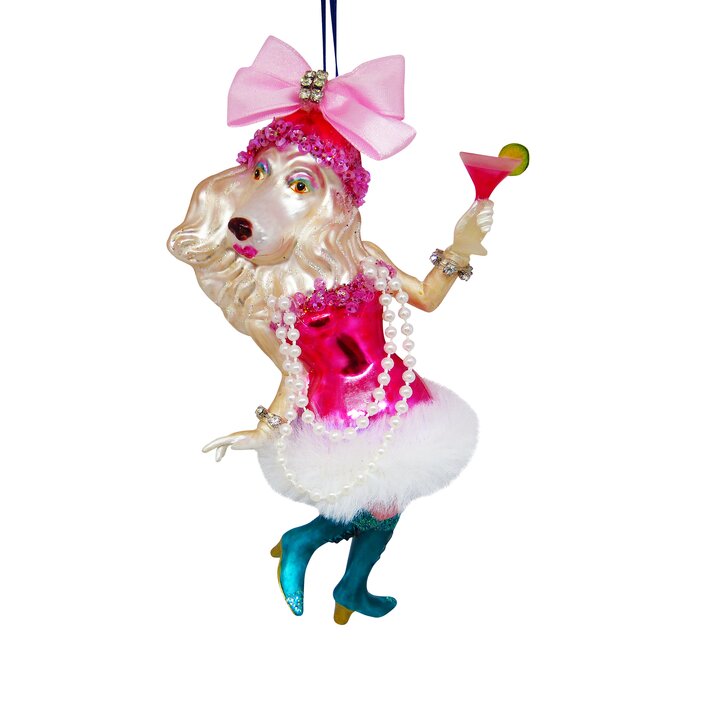 Hänger Hundedame mit Cocktail, pink