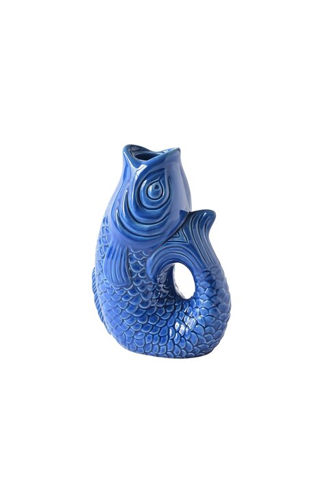 Monsieur Carafon, Fish, candle holder, S(h16,2cm), azure