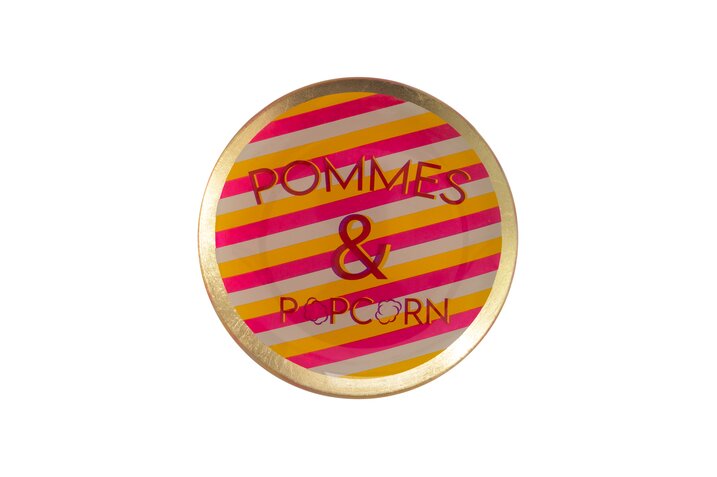 Love Plates, Glasteller M, Pommes & Popcorn, rund, mehrfarbig