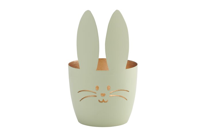 Madras, votive, M, motive: bunny, pastel green/gold