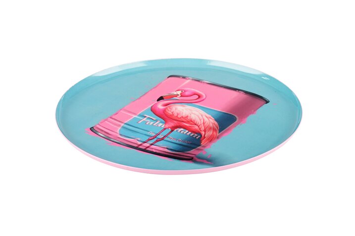 Love Trays, Dekotablett, M, Motiv: Flamingo, rund, blau