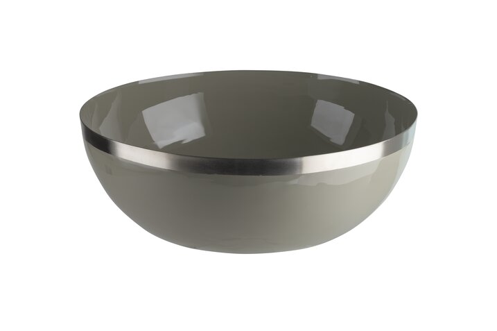 Saigon, bowl w. metal ring, sandstone/silver