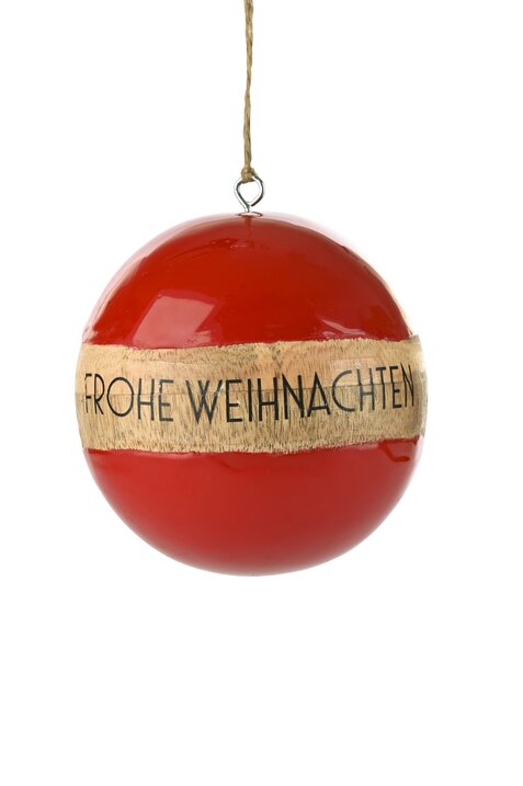 Bois, Weihnachtskugel, 10cm, Mangoholz, rot