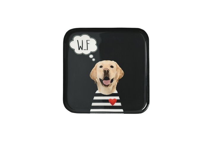Love Trays, Dekotablett, Hund, quadratisch, schwarz