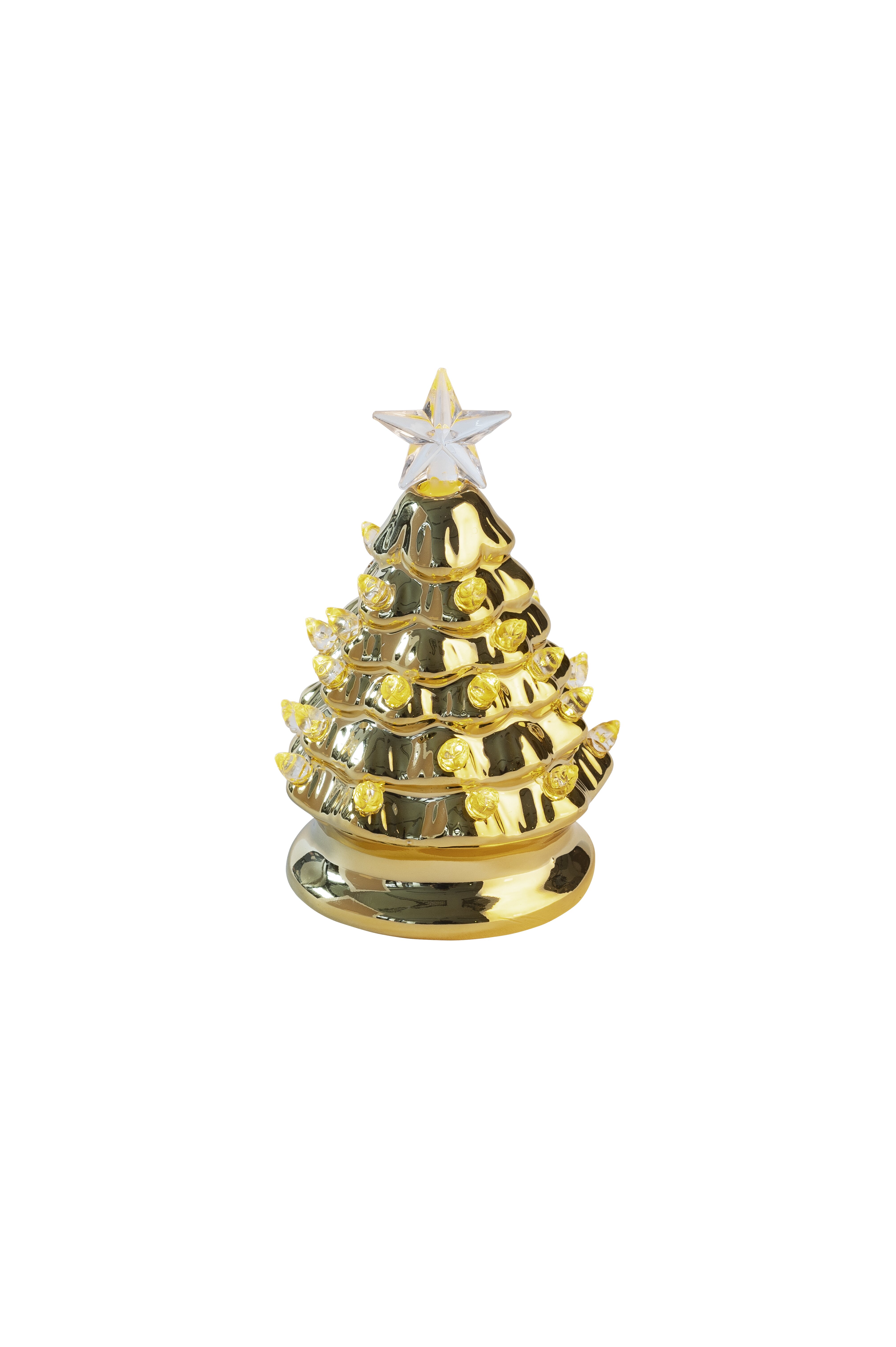 Luce, xmas tree with led, S(H13,5cm), porcelain, gold
