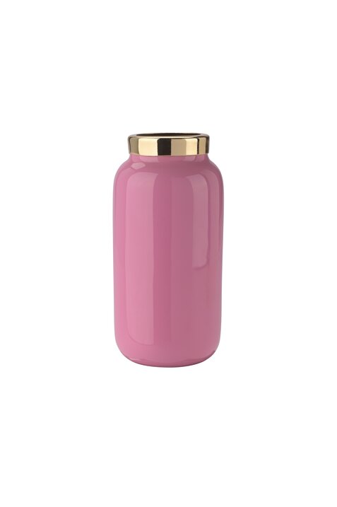 Saigon, Minivase mit Metallring (H9,5cm), pastel pink/gold