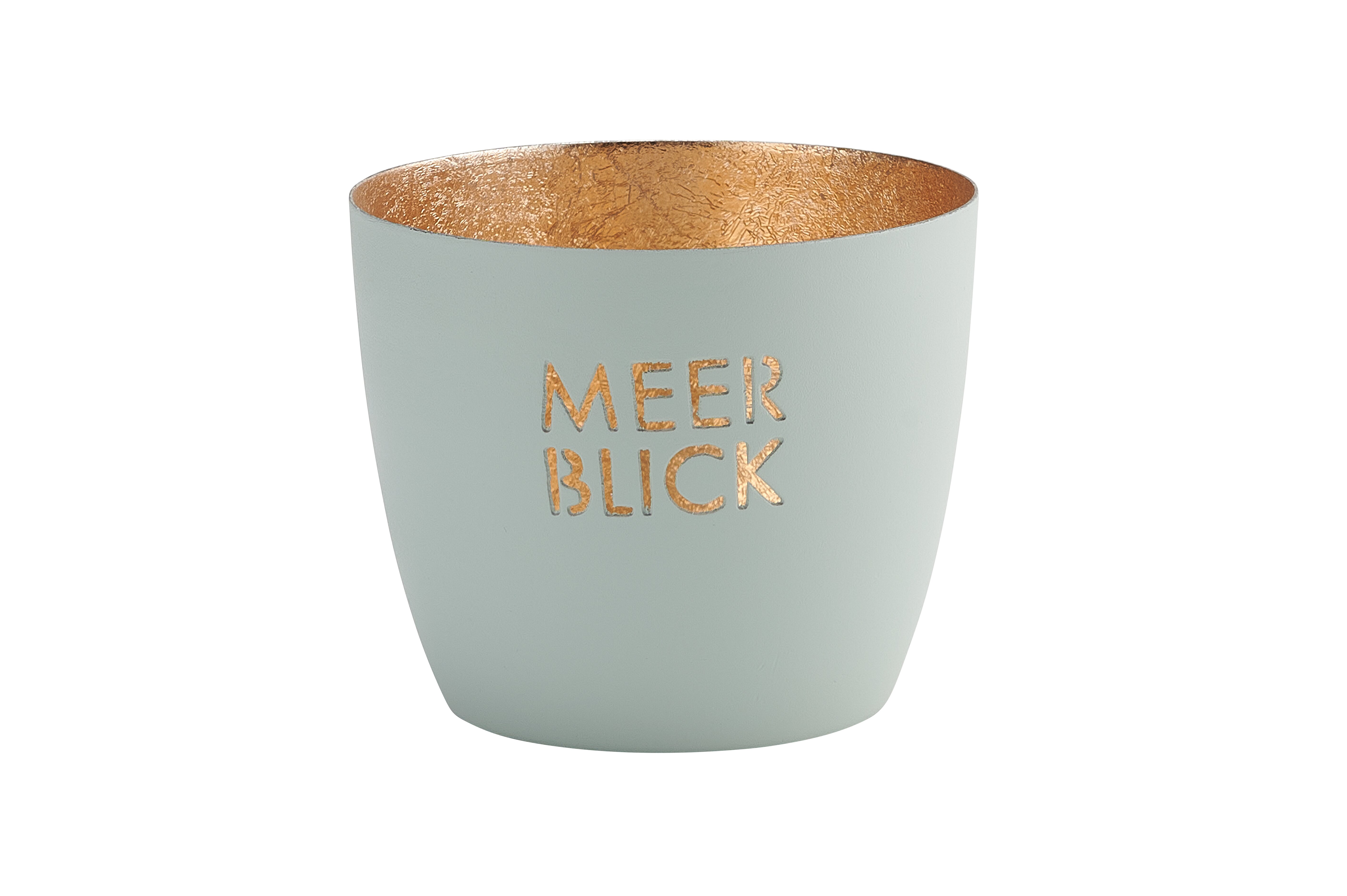 Madras, Windlicht, M, Motiv: Meerblick, pastellblau/gold