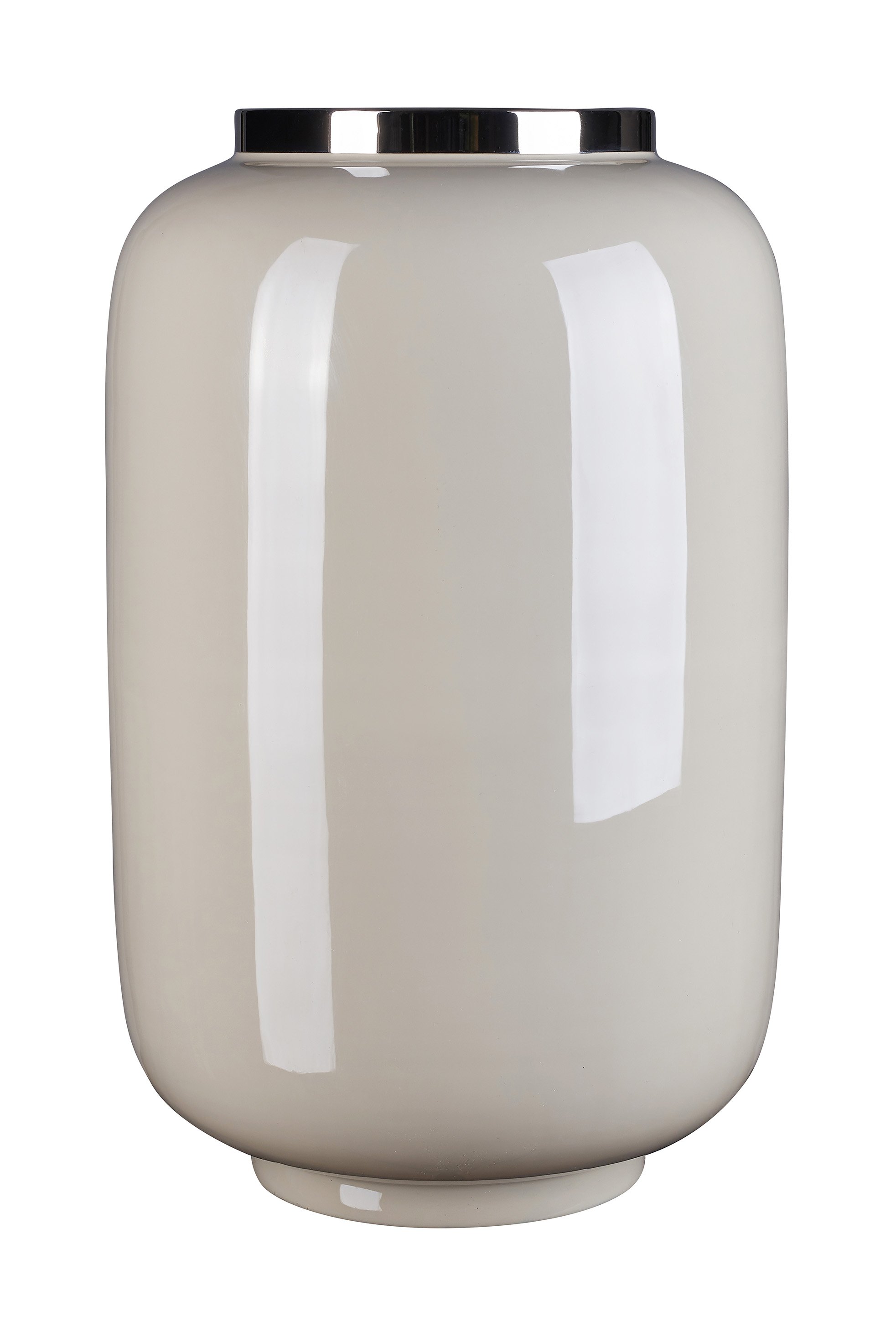 Saigon, Vase mit Metallring, L( H40cm), sandstone/silber