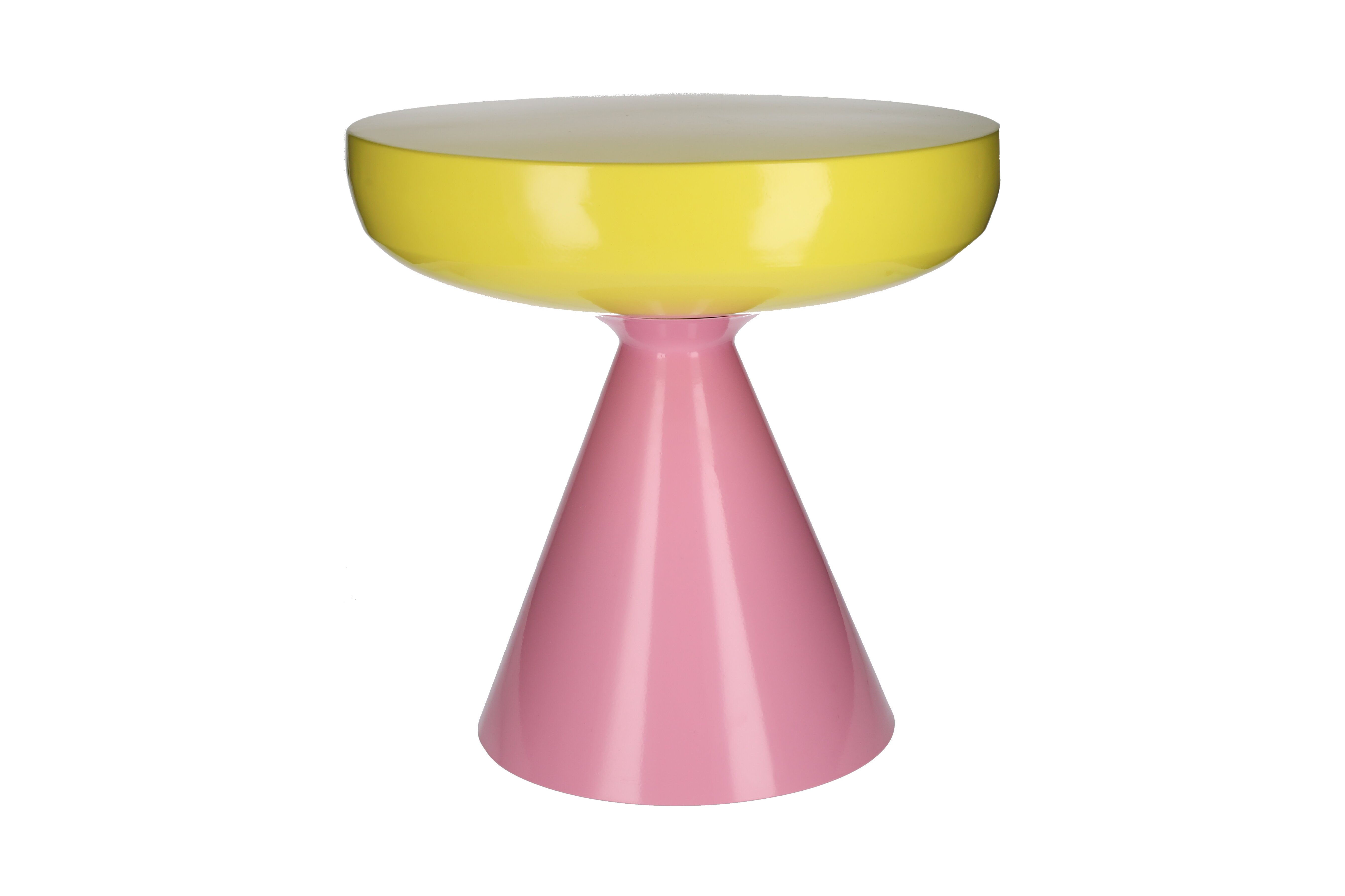 Grimaud, Beistelltisch mit Fuss, H45cm, Metall, glänzend, gelb/rosa