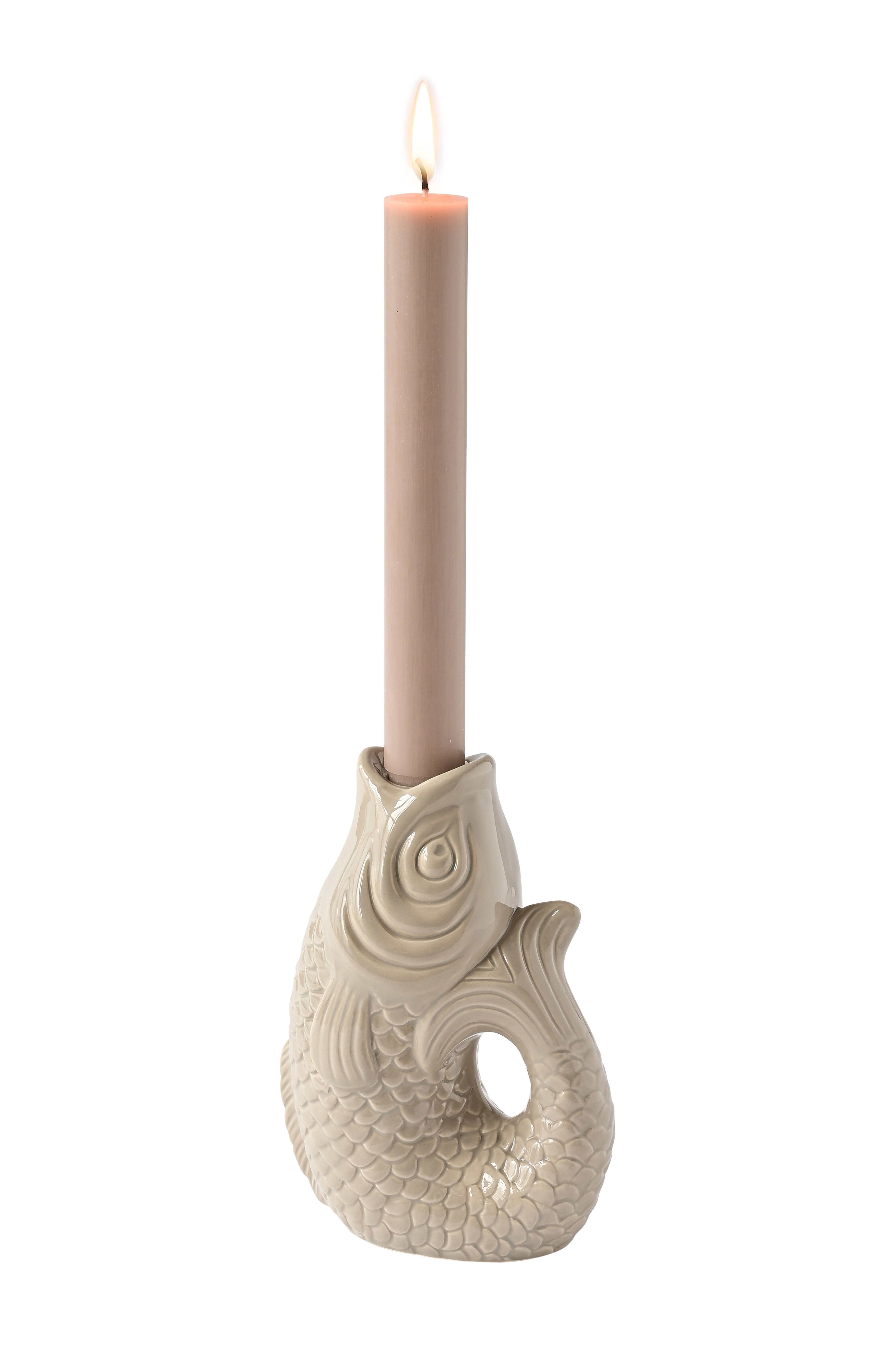 Monsieur Carafon, Fisch, Kerzenhalter S(H16,2 cm), sandstone