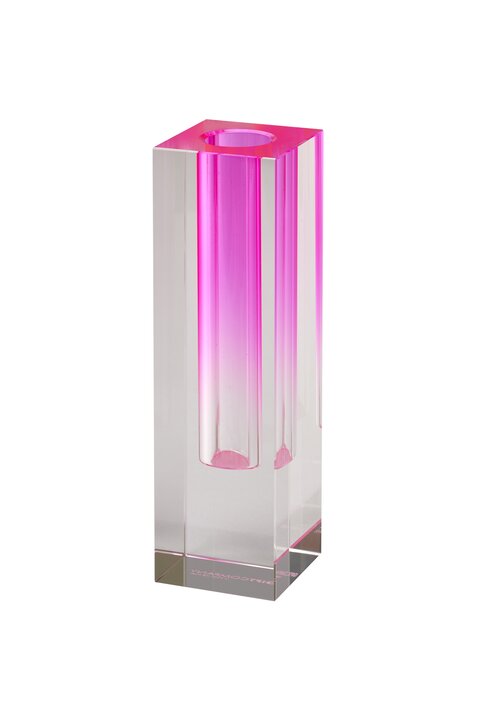 Sari, crystal glass, vase h16,5cm, clear/pink, sprayed