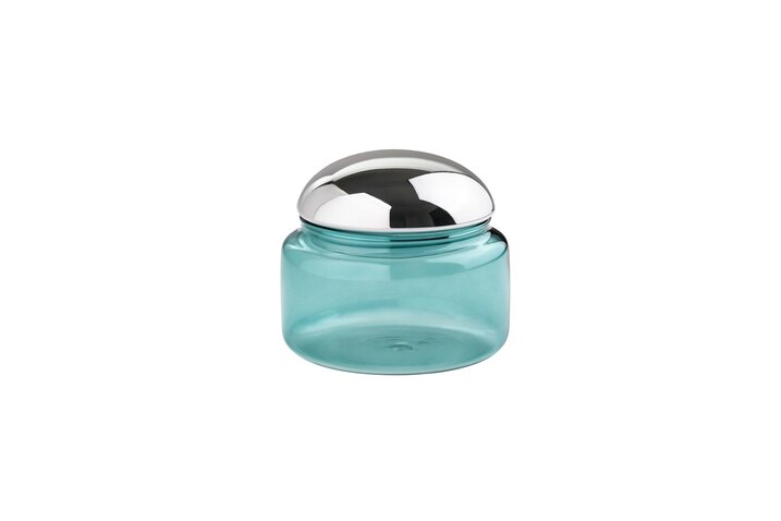Voile, Glasdose, S, Borosilikatglas, blau/silber, gs