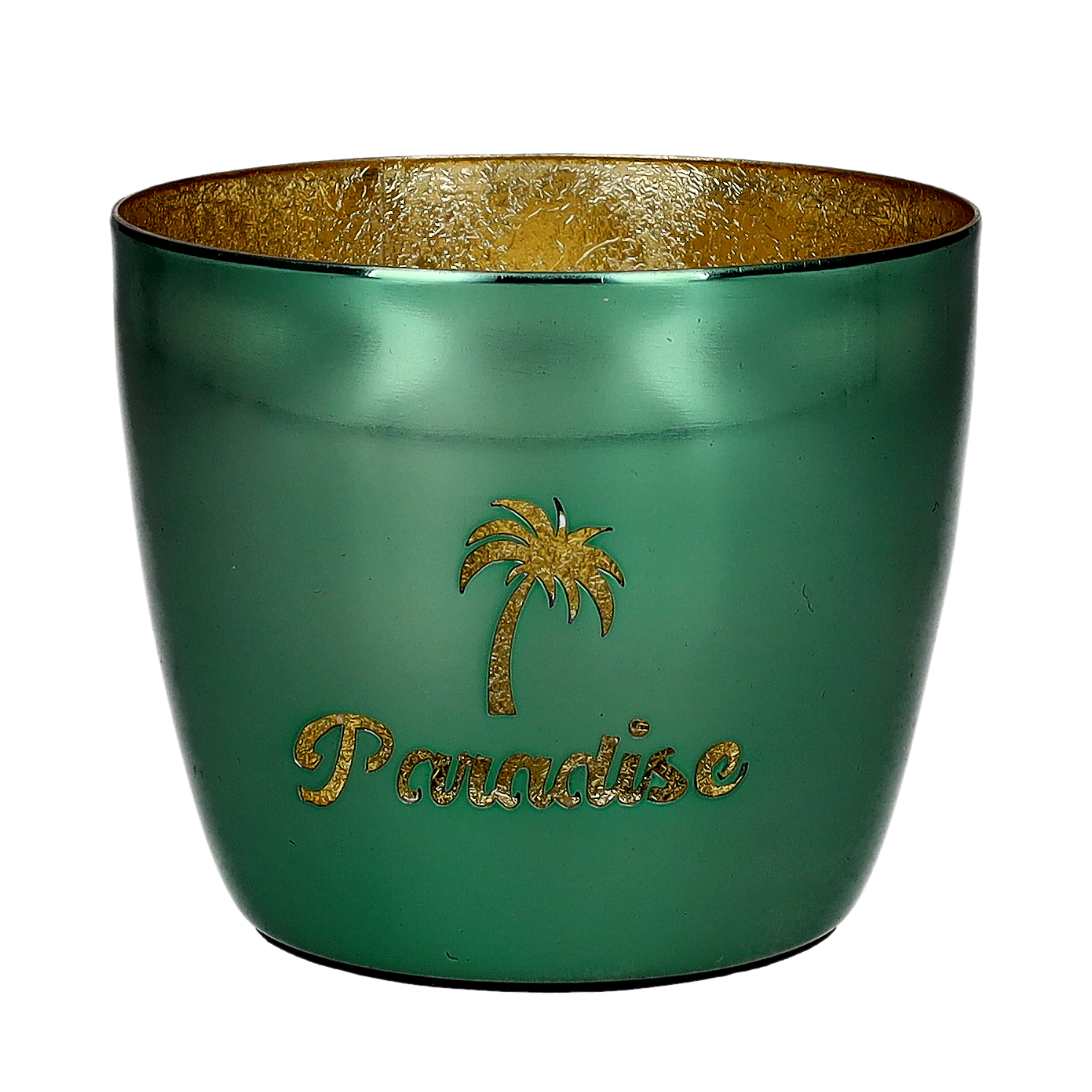 Madras, Windlicht, M, Motiv: Paradise, hellgrün/gold