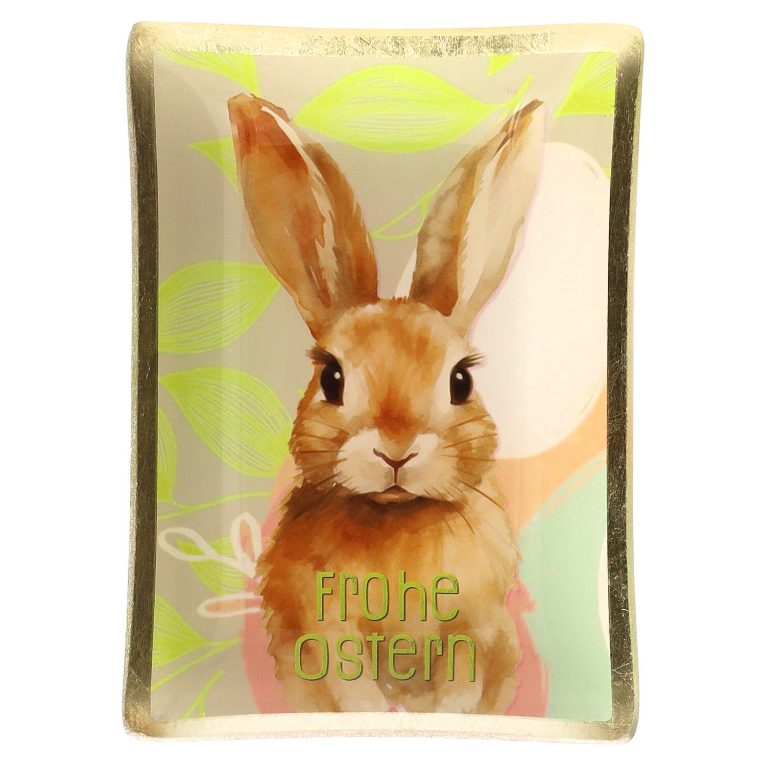Love Plates, glass plate M, motive: bunny, Frohe Ostern, yellow