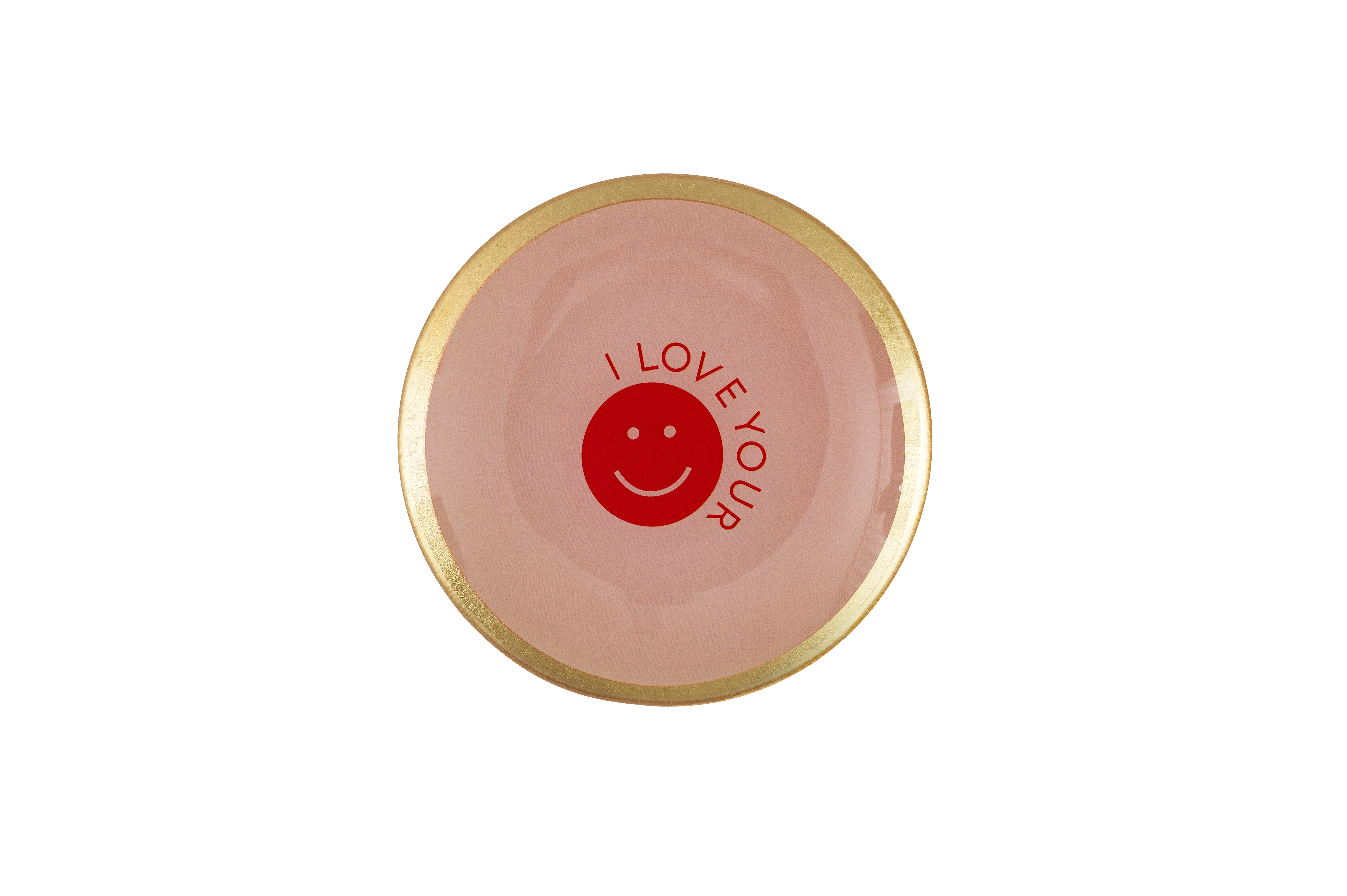 Love Plates, Glasteller M, Smile, rund, rosa