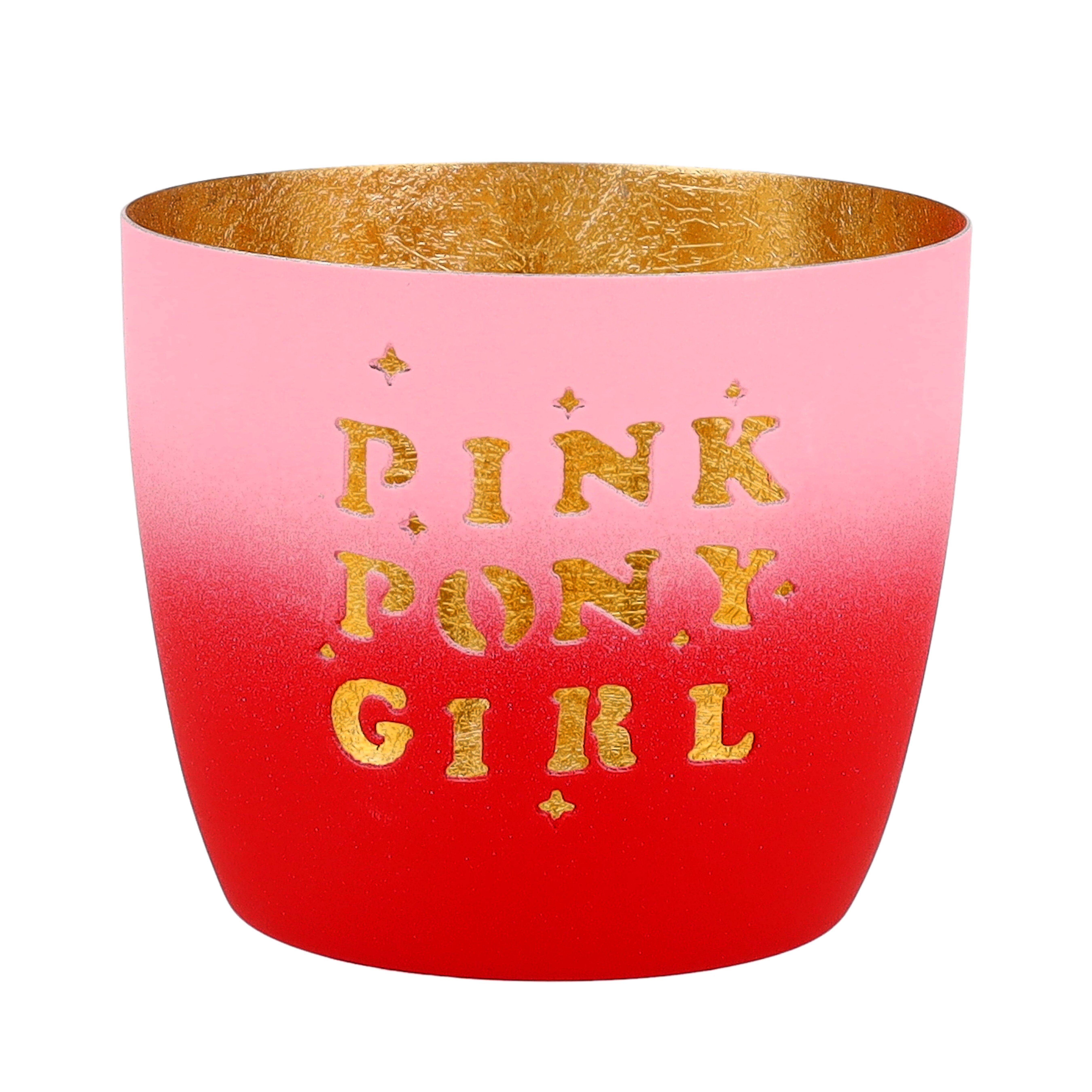 Madras, Windlicht, M, Motiv: Pink Pony Girl, rot/rosa/gold