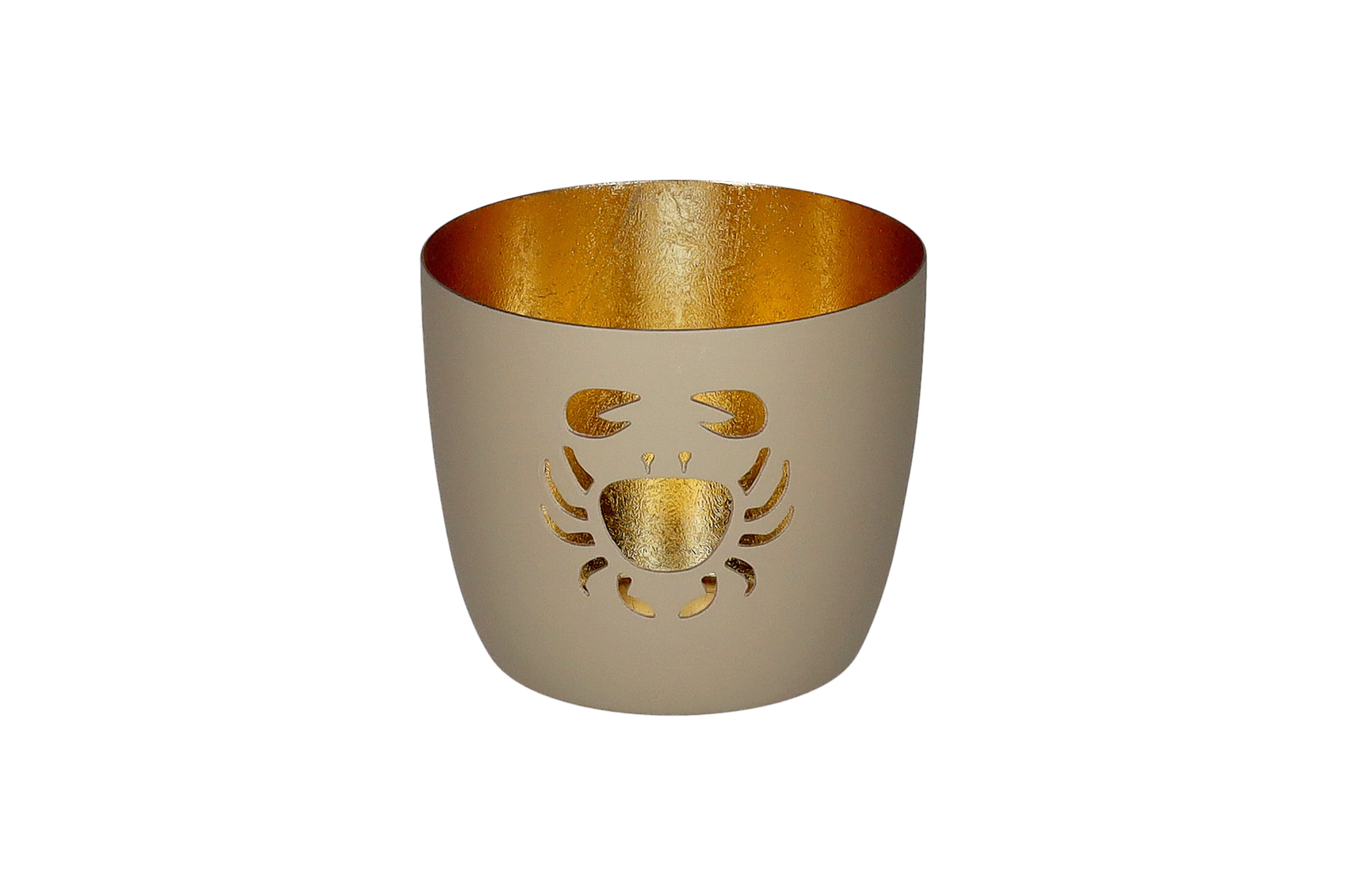 Madras, Windlicht, M, Motiv: Krabbe, sandstone/gold