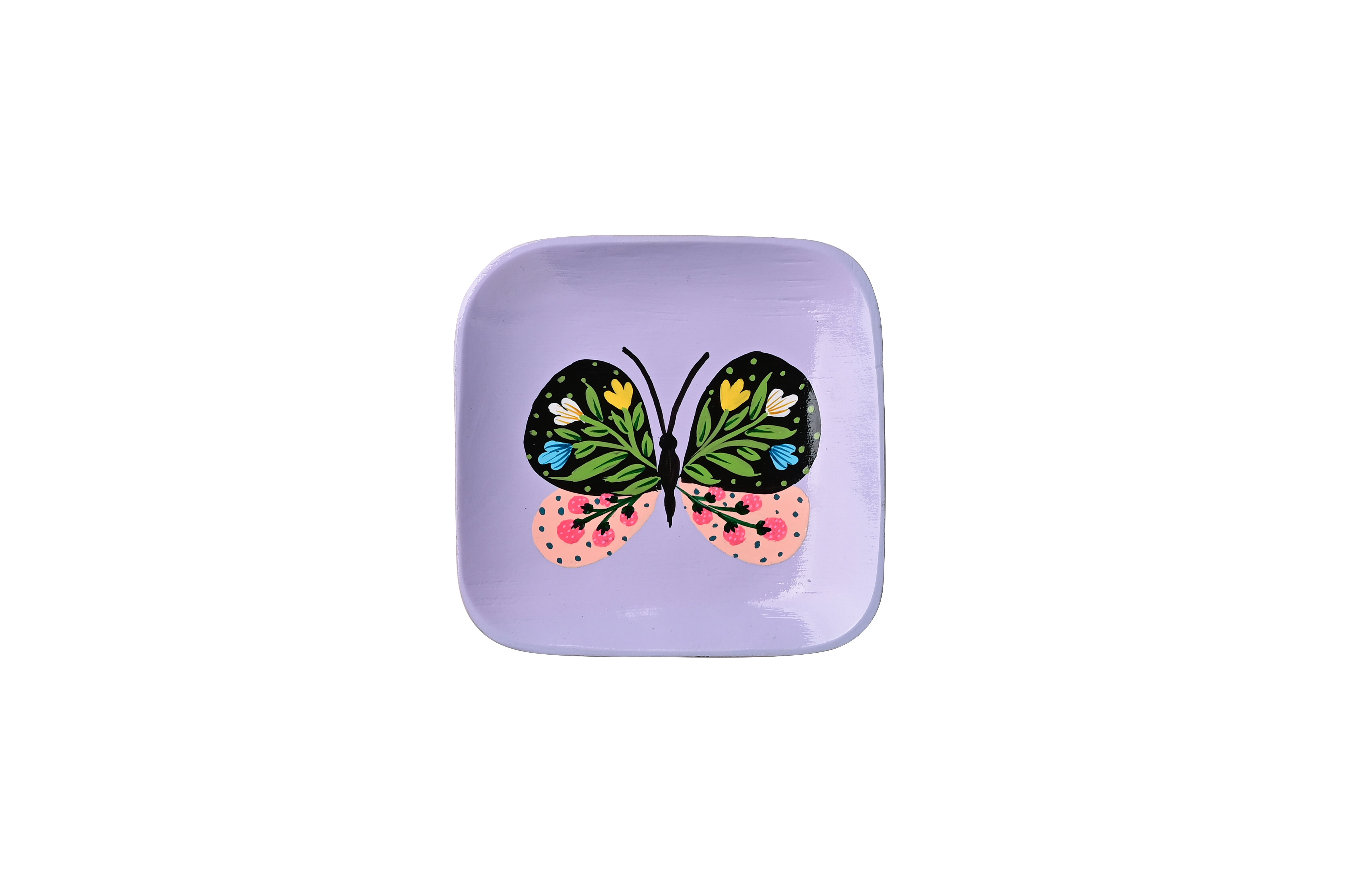 Love Plates, Dekoteller, Mangoholz, Motiv: Schmetterling, flieder