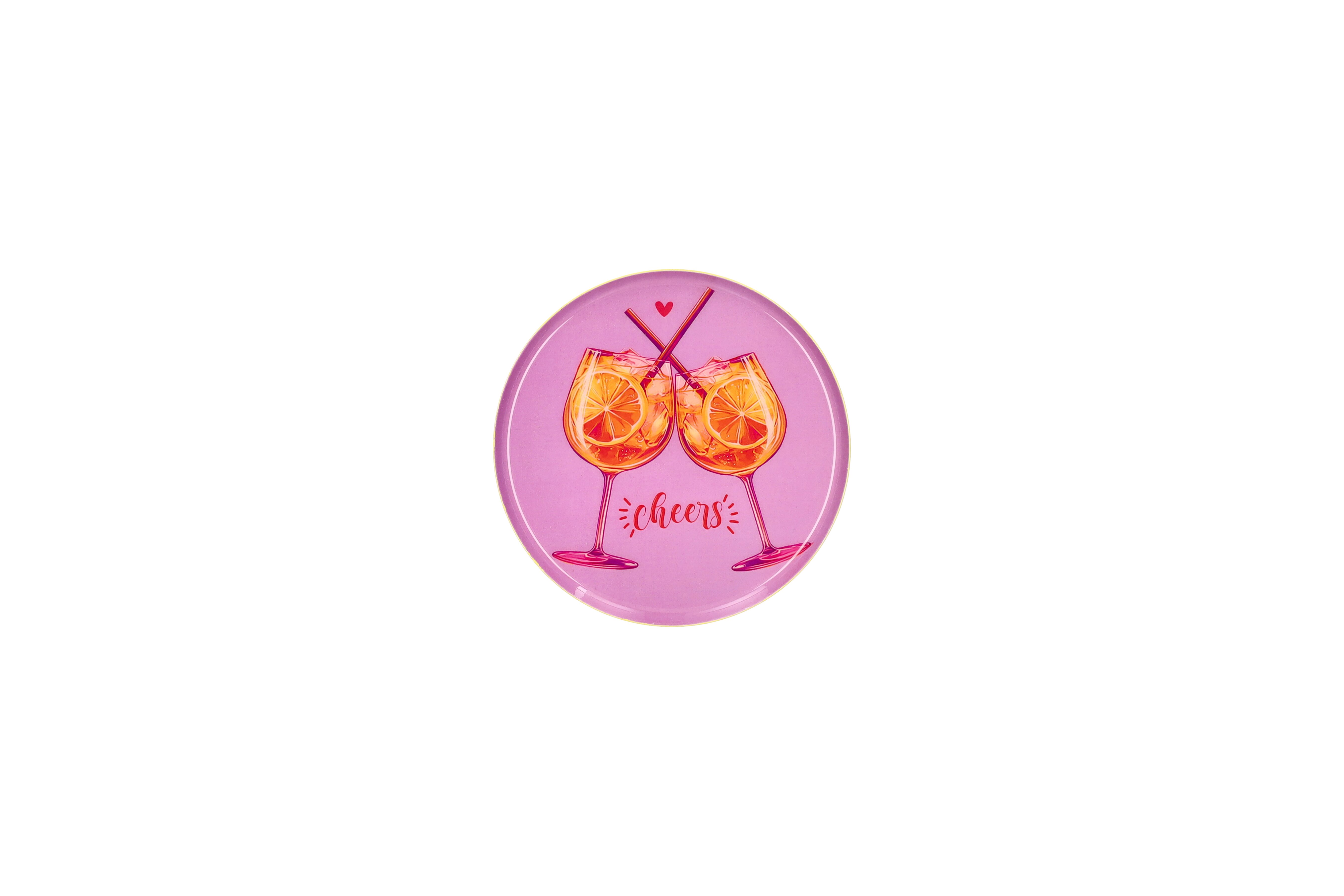 Love Trays, Dekotablett, XS, Motiv: Cheers, rund, rosa