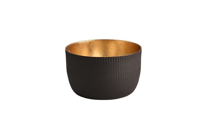 Madras, Windlicht, S, Struktur, matt, schwarz/gold