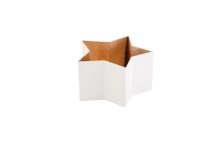 Madras, Windlicht, Stern, S, weiß/gold
