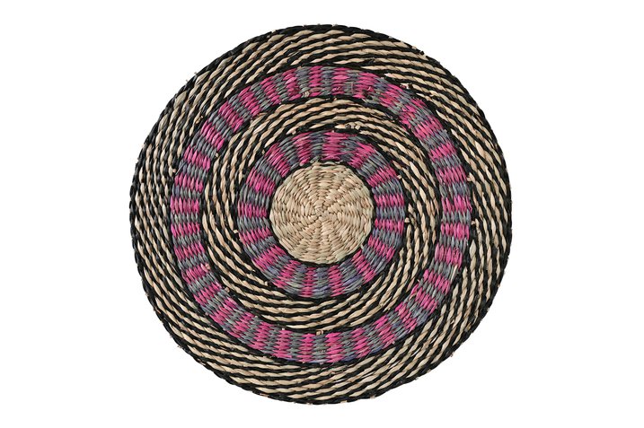 Boathouse, place mat, round, D38cm, nature/pink/black