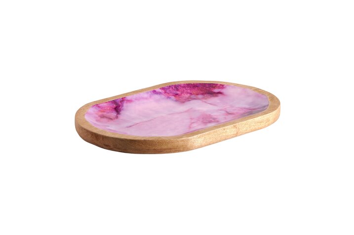 Boathouse, Tablett, Mangoholz, Marmoroptik, pink