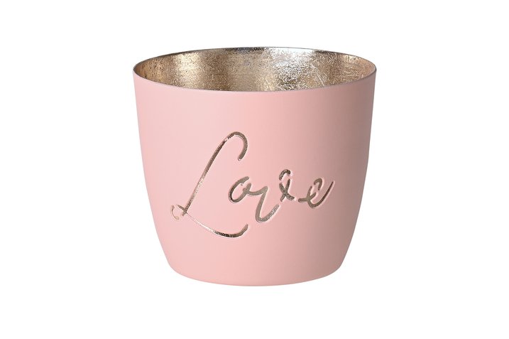 Madras, Windlicht, M, Motiv: Love, blush/gold