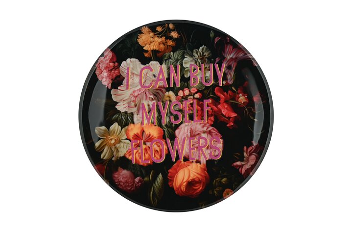 Love Trays, Dekotablett, L, Motiv: I can buy myself flowers, rund, mehrfarbig