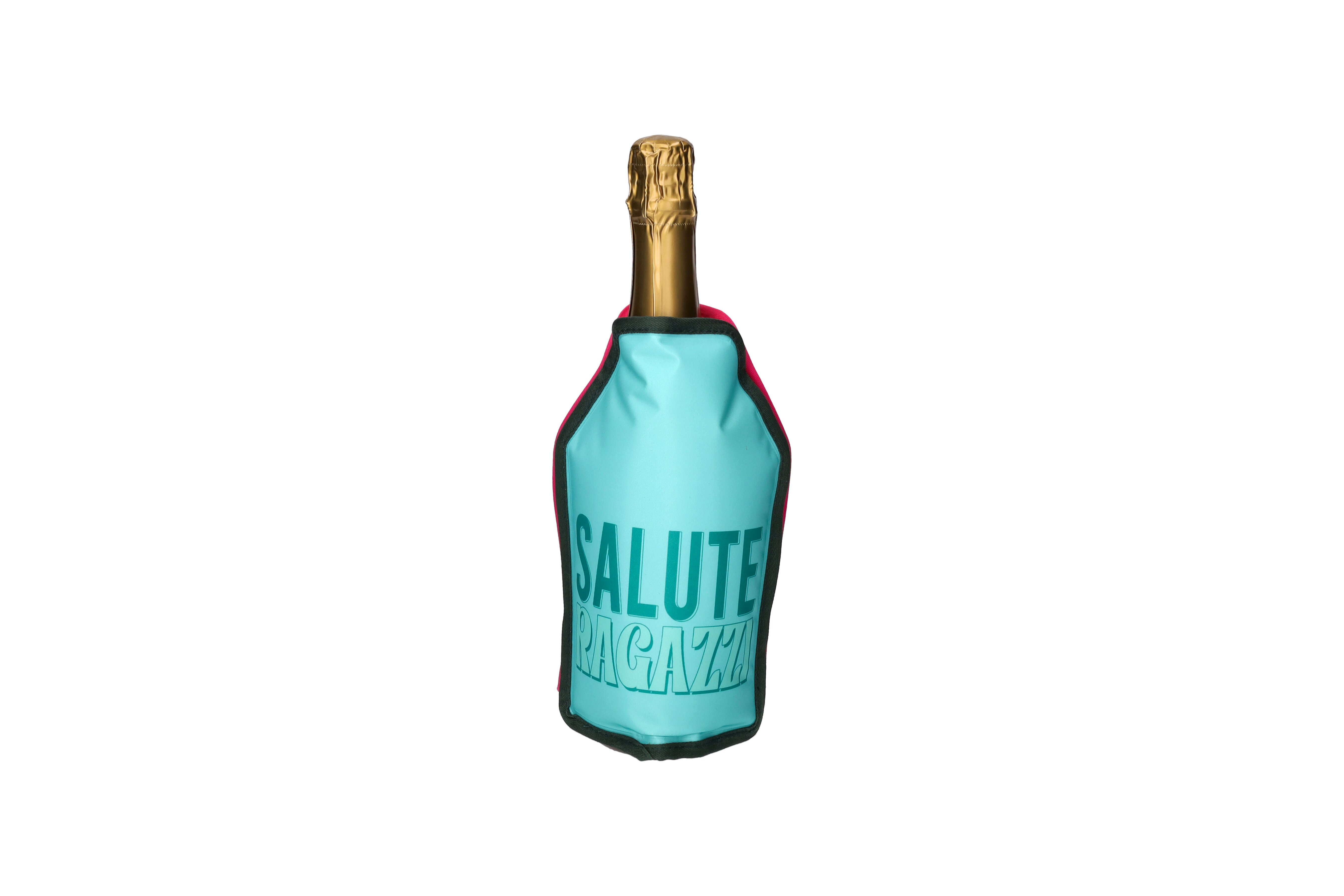 Froid, Kühlmanschette, Motiv: Cin Cin Bellas, Salute Ragazzi, rosa/ türkis