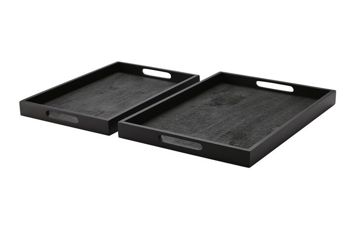 Bento, tray set of 2pcs., mango wood, black 