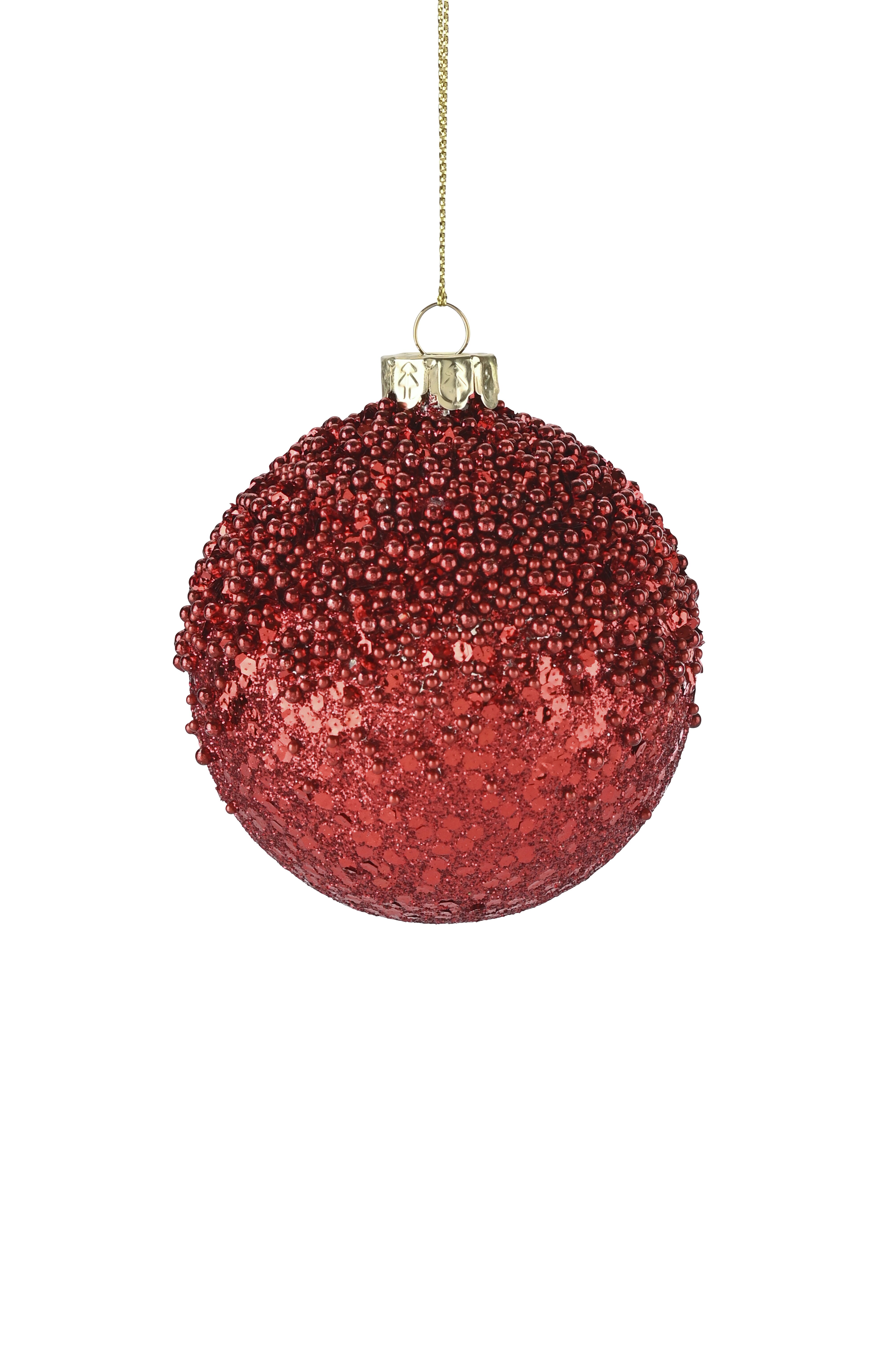 Seoul, Weihnachtskugel, 8cm, Glitzer, Pailletten, rot