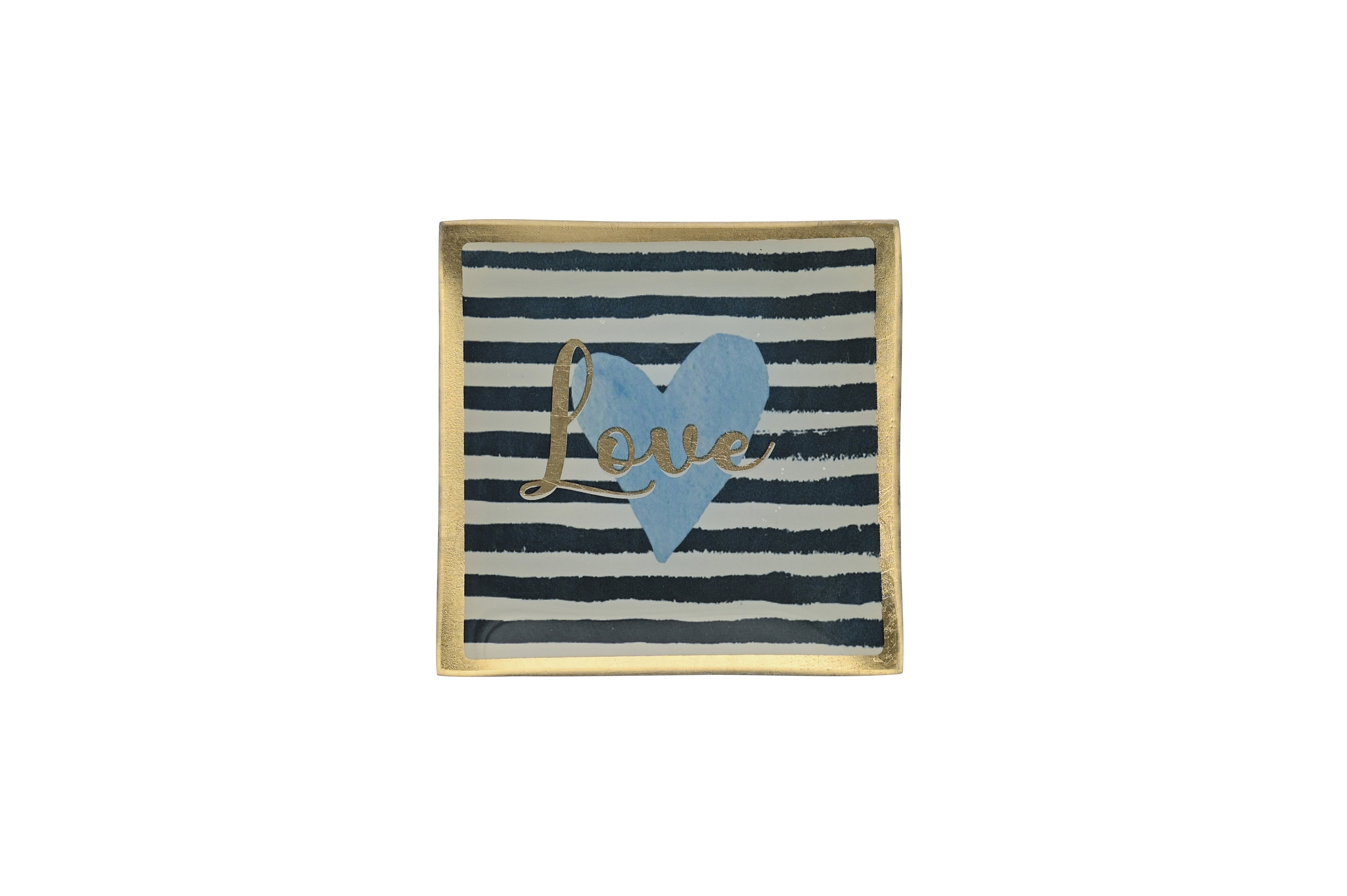 Love Plates, glass plate S, Love, gestreift, blue/weiss
