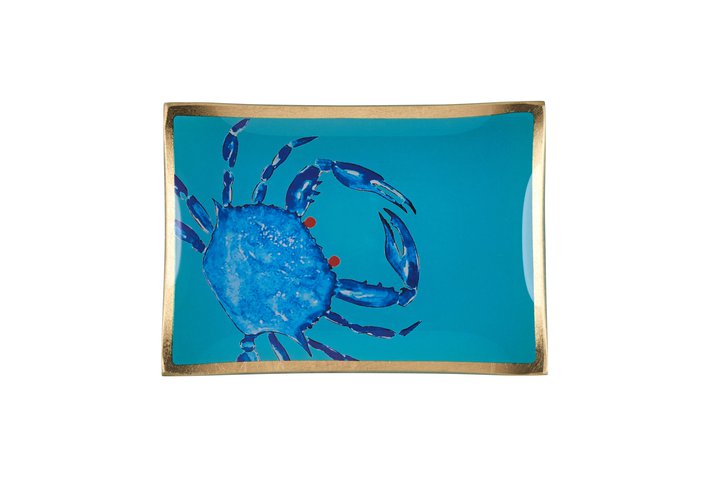 Love Plates, glassplate M, Cote D´Azur, crab, turquoise/blue